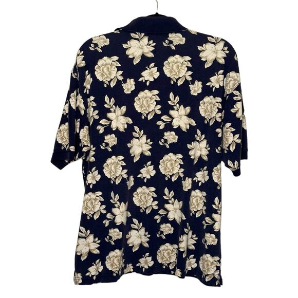 Tommy Hilfiger vintage blue floral short sleeves polo shirt size Large - Picture 2 of 10